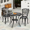 DWVO 5 Piece Outdoor Cast Aluminum Patio Dining Sets with 2 Chairs, 30 Inches Round Table with Umbrella Hole, All-Weather Patio Conversation Sets with Adjustable Feet for Balcony Backyard Garden