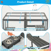 Wooden Window Catio Outdoor Cat Enclosure, Large Feral Cat Shelter for Mulitiple Cats, Walk In Cage With 7 Removable Napping Houses, Outside Cats Patio Enclosure Weatherproof Roof Gray