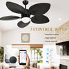 YITAHOME Tropical Ceiling Fan with Lights, 3 Ways Control, Dimmable 52 Inch Retro Ceiling fan with Cleaner Duster, Black Smart Ceiling Fan Compatible with Alexa for Living Room, Dining Room