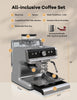 Espresso Machine, 20 Bar Semi Automatic Espresso Machine With Grinder and Milk Frother Wand, Professional Espresso Maker Coffee Machine With 95oz Removable Water Tank (Light Grey)