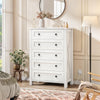 DWVO White Dresser, 5 Chest of Drawer Dresser, Modern Tall Nightstand with Deep Drawers, Organizer Drawers