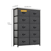DWVO 10 Drawer Dresser - Fabric Storage Tower, Organizer Unit for Living Room, Hallway, Closets - Sturdy Steel Frame, Wooden Top & Easy Pull Fabric Bins