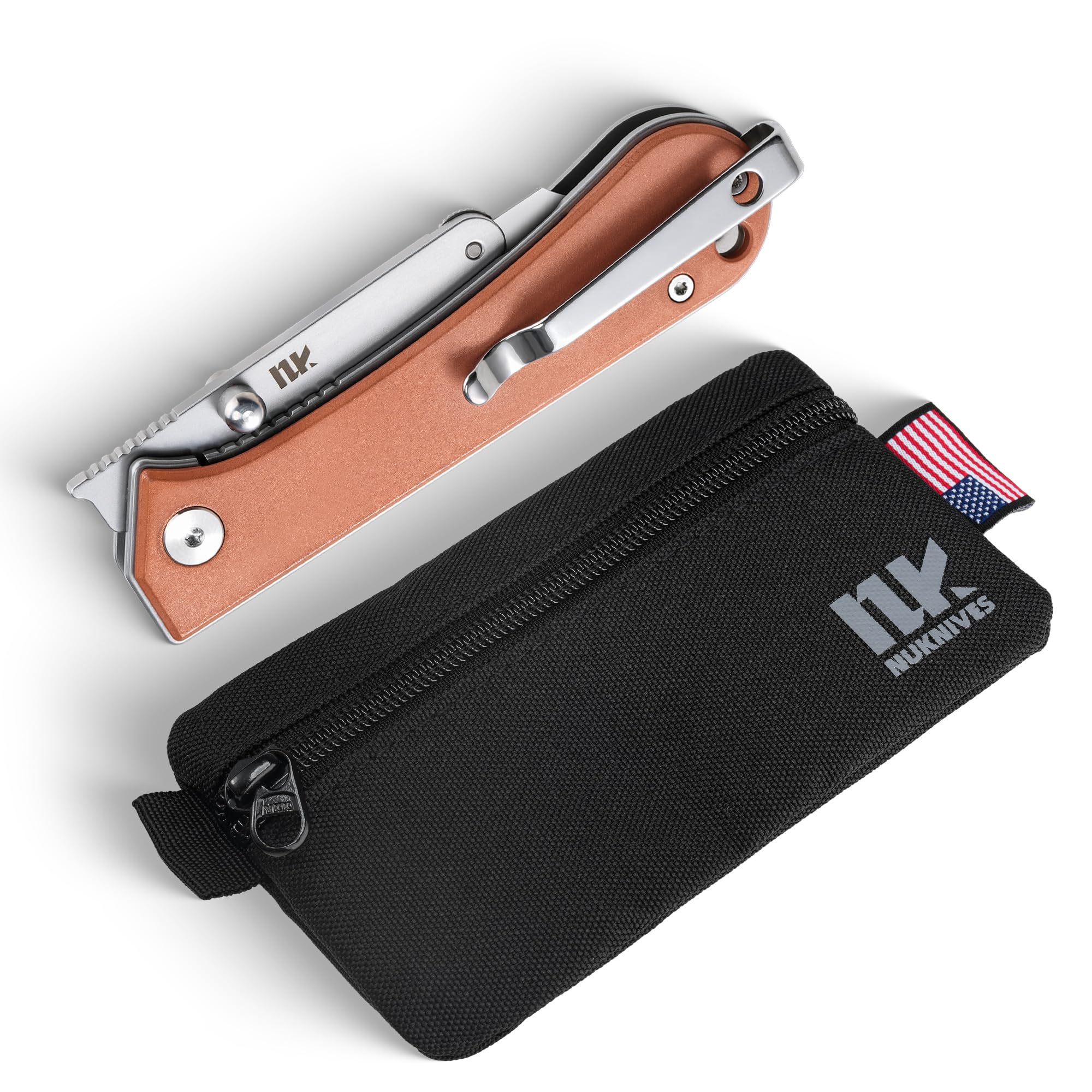 NUKNIVES U23 Kumpanter Folding Utility Knife - Versatile EDC Knife with Quick-Release Blade, Compact Foldable Pocket Utility Knives - Copper