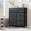 DWVO Dresser with 9 Drawers - Fabric Storage Tower, Organizer Unit for Living Room, Hallway, Closets - Sturdy Steel Frame, Wooden Top & Easy Pull Fabric Bins (Charcoal Black)