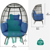 YITAHOME Accent Living Room Egg Chair, Wicker Oversized Basket Chair with 5 Thick Cushions, Comfy Recliner Lazy Chair for Indoor, Bedroom, Reading Room, Lounge (Blue)
