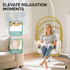 YITAHOME Hanging Egg Chair with Stand, Rattan Wicker Swing Egg Chair with Cushion, 370lbs Capacity, Foldable Hanging Basket Chair for Porch, Garden, Bedroom, Balcony - Beige