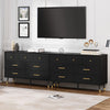 DWVO Black Dresser,7 Drawer Dresser with Wide Drawers and Gold Metal Handles, Wood Dressers & Chest of Hallway, Entryway