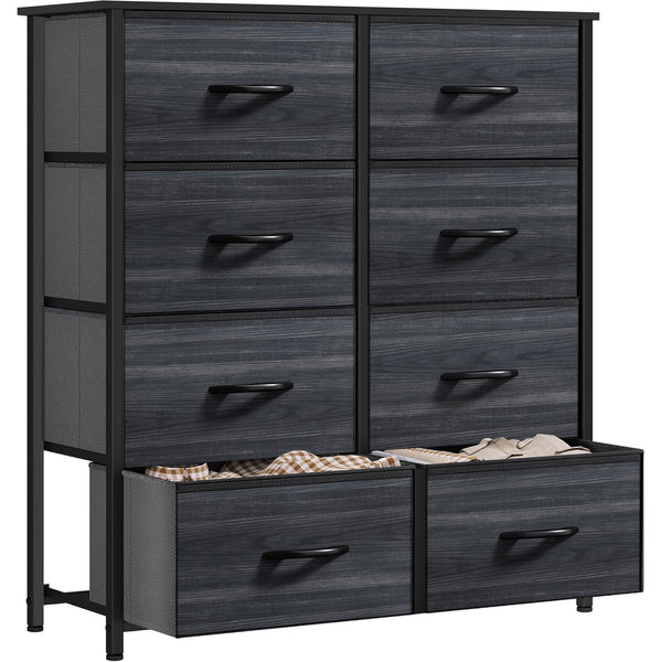 GOOBED Dresser with 8 Drawers - Fabric Storage Tower, Organizer Unit for Hallway, Closets - Sturdy Steel Frame, Wooden Top & Easy Pull Fabric Bins
