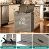 YITAHOME Outdoor Resin-Based Dual Compartment Trash Bins, 62 Gallon Capacity, Easy-to-Clean Hideaway Garbage Cans with Lid and Drip Tray (Light Brown)