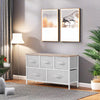 GOOBED 5 Drawer Dresser - Fabric Storage Tower, Organizer Unit for Living Room, Hallway, Closets - Sturdy Steel Frame, Wooden Top & Easy Pull Fabric Bins