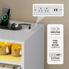 DWVO 9 Drawer Double Dresser with LED Ligh, Modern Chests of Drawers with Power Outlet, High White Storage Dresser with Charging Station-White