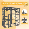 60'' Catio Outdoor Cat Enclosure Large Cat House for Mulitiple Cats Walk in Kitty Cage with Waterproof Roof, 6 Jumping Platform, Wooden Walk-in Cats Shelter, Grey