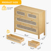 DWVO Natural Rattan 4 Drawer Dresser, Oak Rattan Dressers Chest of Drawers, Wood Storage Cabinets Corner Bedside Table for Dressering Room, Entryway, Hallway, Hold up to 200lbs