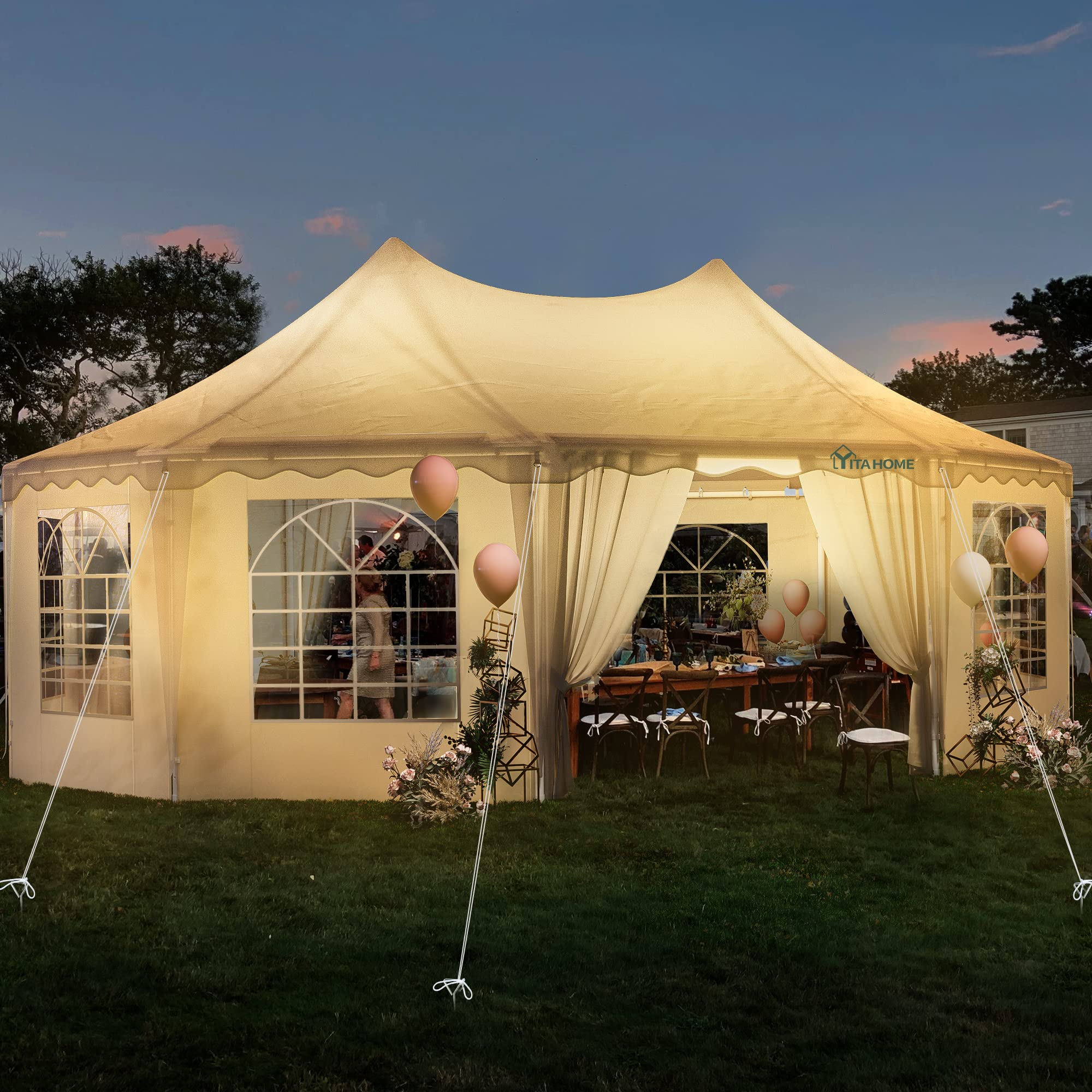 YITAHOME 29x21FT Party Tent Canopy Event Shelter Heavy Duty Wedding Upgraded Ripple Gazebo Large with Roof Removable Sidewalls Commercial