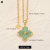 MYEARS Women Gold Necklace Clover Pendant Gemstone Green Amazonite Cubic Zirconia 14K Simple Dainty Chain Everyday Trendy Lucky Flower Jewelry