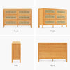 DWVO Buffet Cabinet Rattan - Storage Cabinet with 6 Wood Storage Closet Dressers Chest - Coffee Bar Cabinet with Drawer-Accent Cabinet with Golden Handles for Living Room/Dining Room/Entryway-Natural