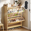 DWVO Narrow Fluted Shoe Cabinet with Air-Purifier, Shoe Storage Cabinet with 2 Flip Drawer, Adjustable or Removable Hidden Shoe Rack Free Standing Shoe Cabinet Organizer for Entryway,Hallway-Natural