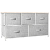 GOOBED 5 Drawer Dresser - Fabric Storage Tower, Organizer Unit for Living Room, Hallway, Closets - Sturdy Steel Frame, Wooden Top & Easy Pull Fabric Bins