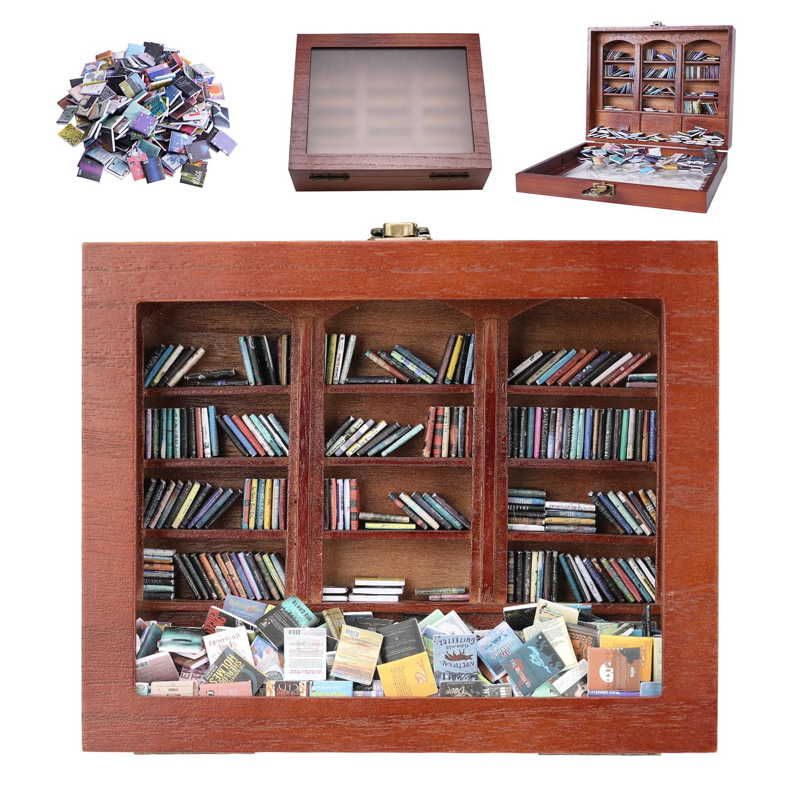BBVCX Anxiety Bookshelf | Get rid of Your Anxiety,Home & Office Décor for Book Lovers,Miniature Book Matchbox Display Cabinet, Creative Ornaments, Stress-Relieving Gifts for Family and Friends