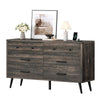 DWVO 6-Drawer Dresser, Wood Storage Cabinet with Black Metal Handles & Anti-Tip Design, Modern Chest of Drawers for Living Room, Bedroom, or Hallway-Dark Rustic Oak