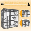 60'' Catio Outdoor Cat Enclosure Large Cat House for Mulitiple Cats Walk in Kitty Cage with Waterproof Roof, 6 Jumping Platform, Wooden Walk-in Cats Shelter, Grey