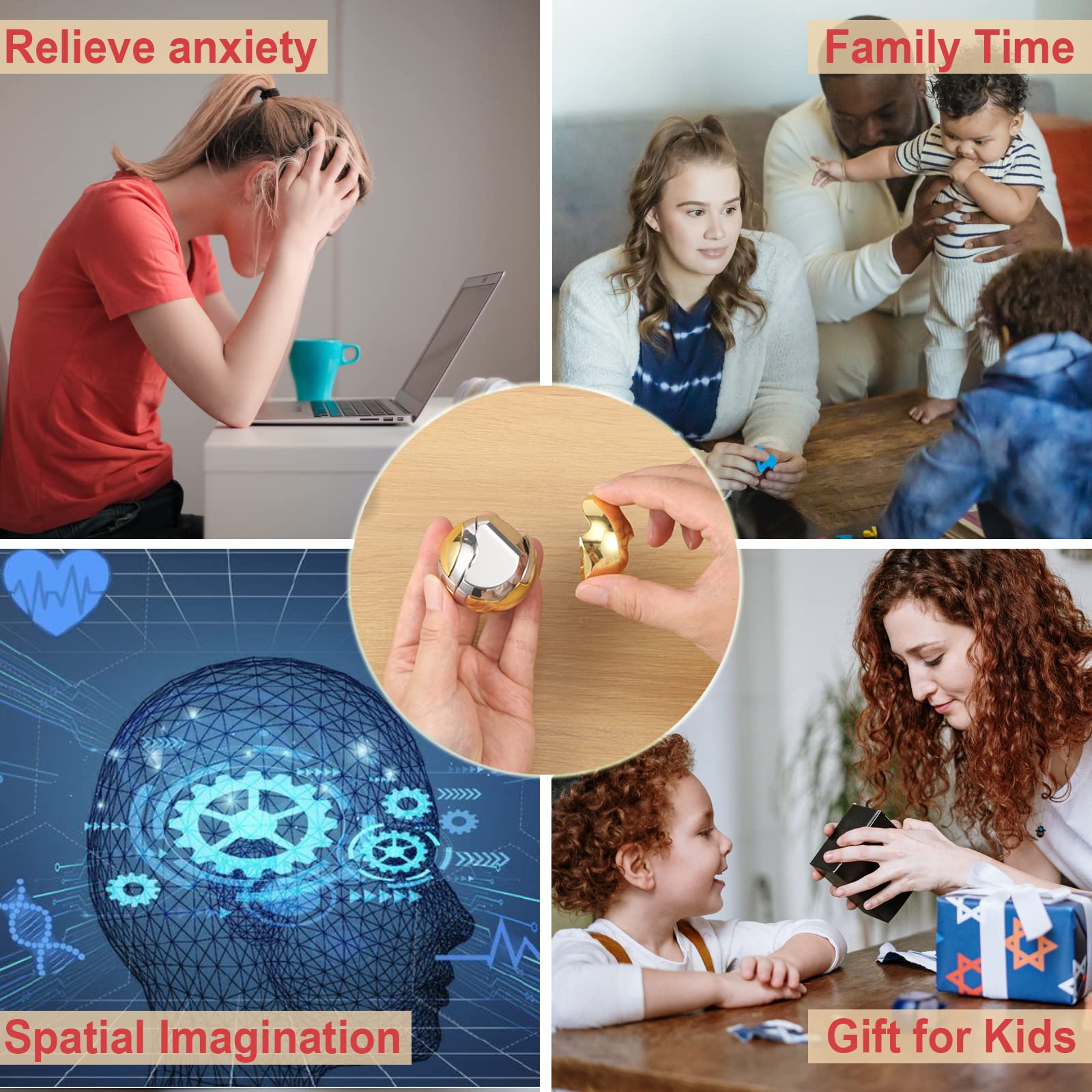 Metal Puzzle - 3D Round Ball Brain Teaser Puzzle
