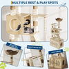 Cat Tree with Litter Box Enclosure, 2-in-1 Modern Cat Tower, 66.9-Inch Tall Cat Condo with Scratching Posts, Perch, Caves,Rattan Nest，Burlywood
