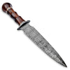 WARIVO KNIFE Handmade Damascus Steel Dagger Knife, 13 Inches Hunting knife Perfect Grip with Wood Handle, EDC Fixed Blade Knife With Leather Sheath for Camping, Tactical, Survival