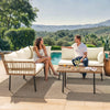 YITAHOME 4-Piece Wicker Patio Furniture Set, All Weather PE Rattan Conversation Set Sectional Sofa with Soft Cushions & Side Table, Porch Furniture for Deck, Balcony, Backyard - Beige
