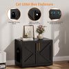 GarveeHome Cat Litter Box Enclosure, Hidden cat Litter Box Furniture with with 2 Doors and Pads, Wooden Kitty Litter Box Cabinet Furniture (Black, 1 Room)