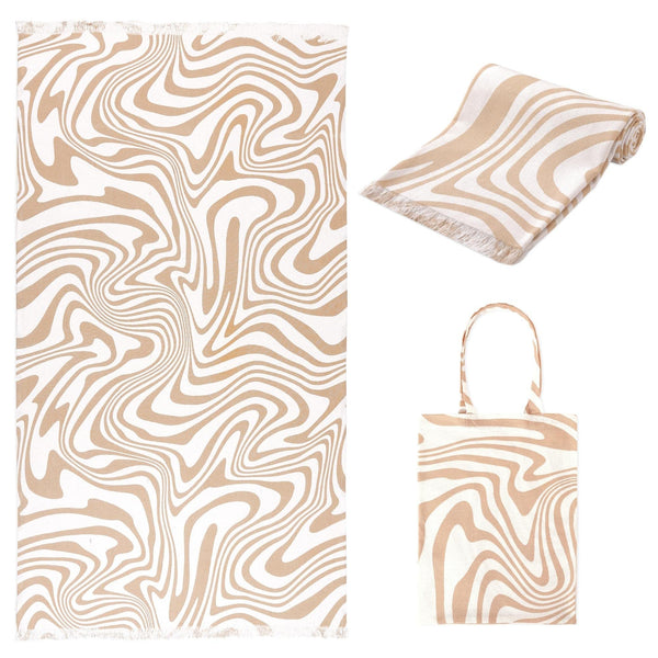 Folkulture Turkish Beach Towel with Tote Bag | Oversized (40 x 70) Quick Dry Bath Towels for Adults, Swimming Pool, Travel | Large Lightweight Beach Blanket Waterproof, Sandproof Beach Accessories