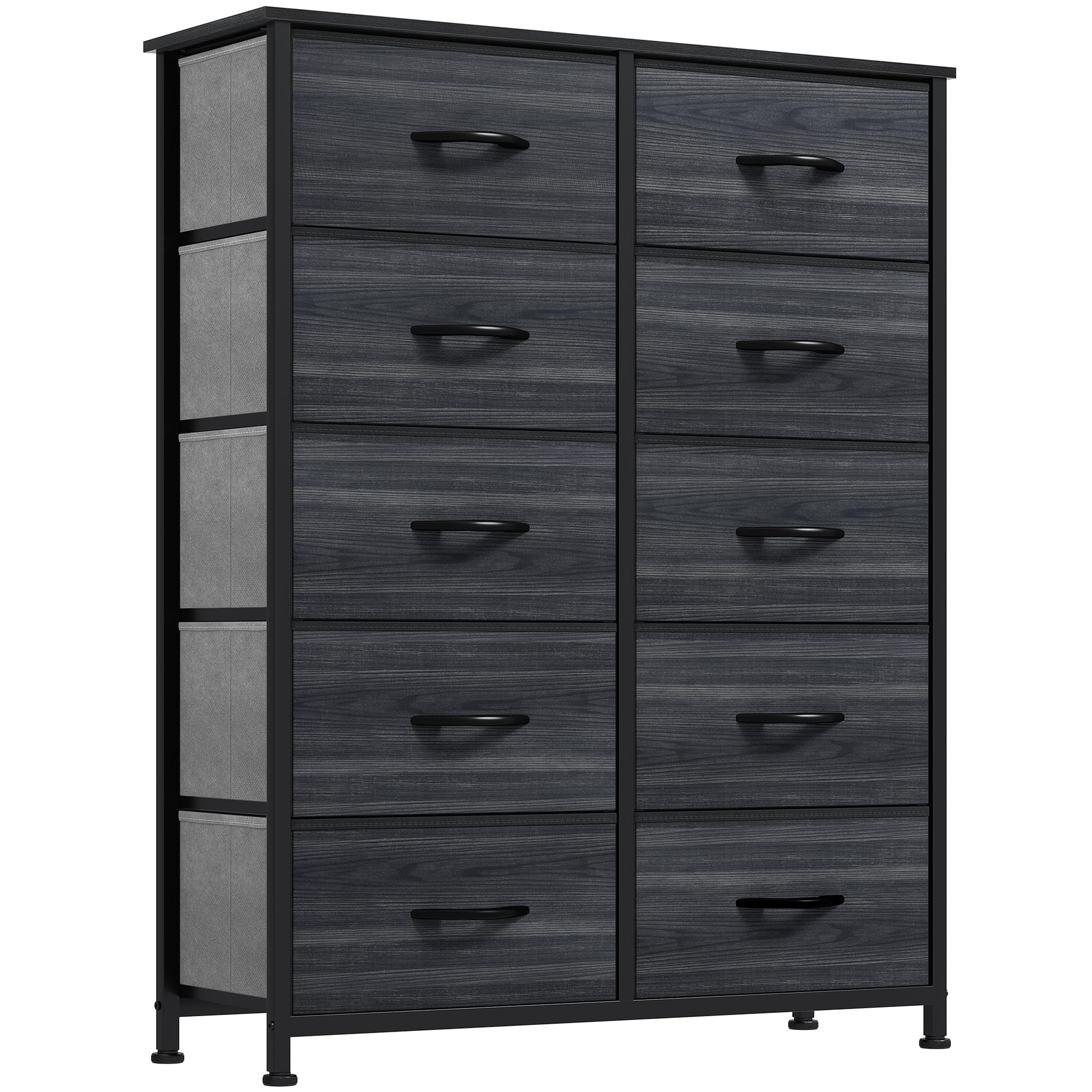 GOOBED 10 Drawer Dresser - Fabric Storage Tower, Organizer Unit for Living Room, Hallway, Closets - Sturdy Steel Frame, Wooden Top & Easy Pull Fabric Bins