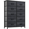 GOOBED 10 Drawer Dresser - Fabric Storage Tower, Organizer Unit for Living Room, Hallway, Closets - Sturdy Steel Frame, Wooden Top & Easy Pull Fabric Bins