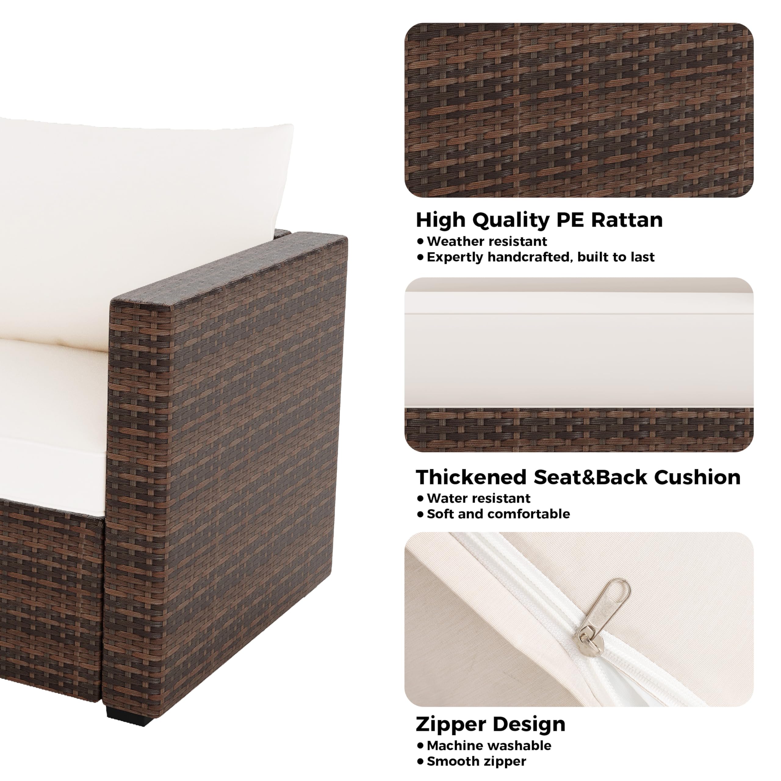 8 Pieces Outdoor Furniture Sets, Patio Conversation Sets with Storage Coffee Table & Water-Resistant Cushions, Outdoor Sectional Furniture for Front Porch, Backyard, Garden