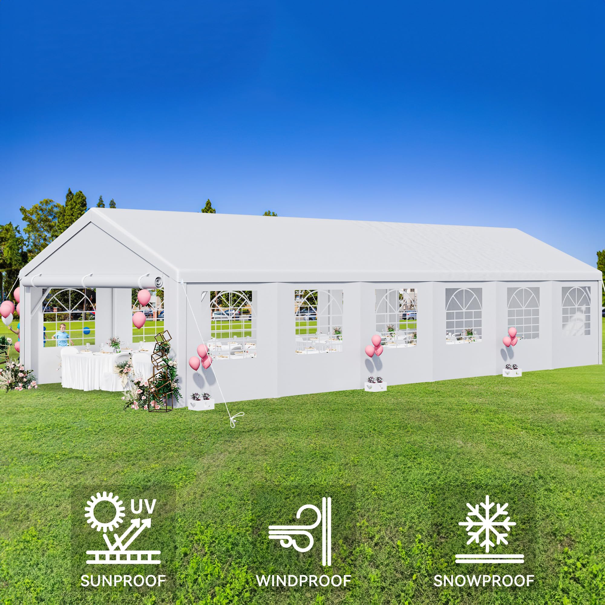YITAHOME 20x40 ft Party Tent Outdoor Wedding Event Shelters Heavy Duty Upgraded Galvanized Canopy with Large White Roof, Removable Sidewalls