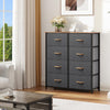 DWVO Dresser for Room, Fabric Dresser with 8 Drawers, Tall Double Drawer, Chest of Drawers for Closet, Living Room, Sturdy Steel Frame, Wooden Top, Easy Pull Handle, Dark Grey