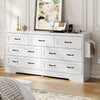 DWVO Large Buffet Sideboard Cabinet with 7 Drawers Power Outlets, Dressers Buffet Table Coffee Bar Wine Bar Storage Cabinet with Side Bags for Dining Room, Living Room (White)