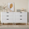 DWVO Fluted 3 Drawer Dresser, 32.5 Wider Modern Dressers Chest of Drawers with Solid Wood Legs, Wood Storage Dresser Organizer for Dorms, Flats, Living Rooms, Hallways, White