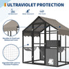 Aluminum Walk-In Large Outdoor Cat Enclosure, Large Outdoor Catio for Multiple Cats, Outside Cattery with Weatherproof Roof with Channels, Side Door, UV Proof Cover, Huge Condo, Platform