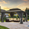 YITAHOME 10X12FT Hard Top Metal Gazebo Patios Double Roof Canopy Aluminum Frame Garden Gazebo Tent Curtains Netting for Patios Backyards Decks Lawns Gray