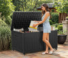 YITAHOME 90 Gallon Outdoor Storage Box with 6 Wheels, Large Double-Wall Resin Deck Box, Lockable Waterproof Outside Storage for Patio Furniture, Cushion, Pool Float, Garden Tool, Black