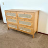 DWVO Buffet Cabinet Rattan - Storage Cabinet with 6 Wood Storage Closet Dressers Chest - Coffee Bar Cabinet with Drawer-Accent Cabinet with Golden Handles for Living Room/Dining Room/Entryway-Natural