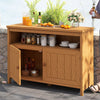 DWVO Poly Lumber Outdoor Sideboard, Patio Bar Table with Storage and Shelves, Weather Resistant Storage Cabinet for Outdoor, Pool and Garden - Brown