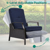 YITAHOME Outdoor Recliner Chair, 2-Piece Patio Adjustable Wicker Reclining Lounge Chairs, Dual-use Rattan Furniture Set with Soft Thick Cushions, Extended Footrest, Flip Back, Brown & Navy Blue