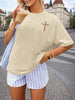 Oversized Faith Shirts for Women Christian Shirt Jesus Cross Graphic Tees Religious Sayings Short Sleeve Tops Apricot