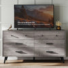 DWVO Grey Dresser TV Stand for 65 Inch TV/6 Drawer Dresser Entertainment Center/Console Table with Black Metal Handles & Anti-Tipping Device for Living Room