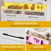 DWVO 6 Drawer Dressers with LED Light, Dresser & Chests of Drawers with Charging Station, Modern Dresser with Open Shelf Storage for Room, Entryway, Hallway, White