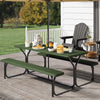 YITAHOME Picnic Table 6ft Heavy Duty Outdoor Picnic Table and Bench Resin Tabletop & Stable Steel Frame w/Umbrella Hole for Yard Patio Lawn Party Green