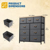 DWVO Dresser with 9 Drawers - Fabric Storage Tower, Organizer Unit for Living Room, Hallway, Closets - Sturdy Steel Frame, Wooden Top & Easy Pull Fabric Bins (Dark Black Grey)