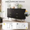 DWVO Black Dresser,7 Drawer Dresser with Wide Drawers and Gold Metal Handles, Wood Dressers & Chest of Hallway, Entryway